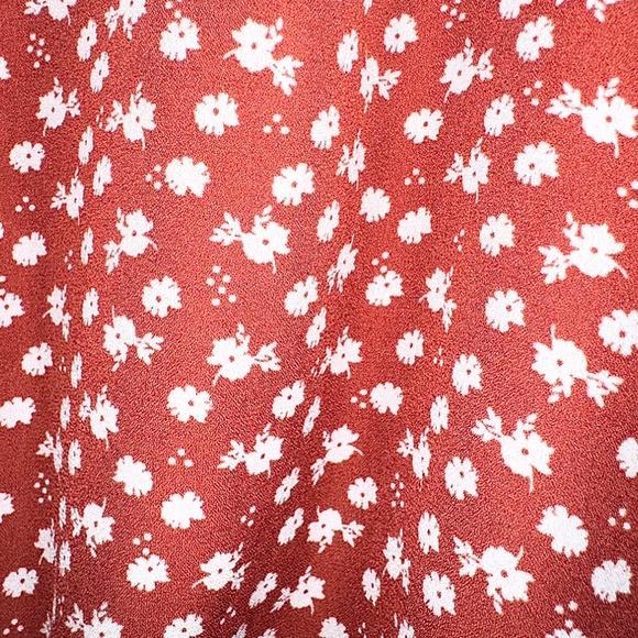 Orange & White Floral Ruffle Flowy Cold Shoulder Long Sleeve Top - Size Small - Picture 5 of 5